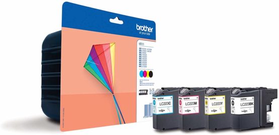 Brother LC-223BK/LC-223C/LC-223M/LC-223Y Inkjet Cartridges, Black/Cyan/Magenta/Yellow, Multi-Pack, High Yield, Includes 4 x Inkjet Cartridges, Brother Genuine Supplies