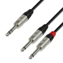 Adam Hall 4 Star Series 3m Rean 6.3mm Jack Stereo to 2x 6.3 Jack Mono Audio Cable