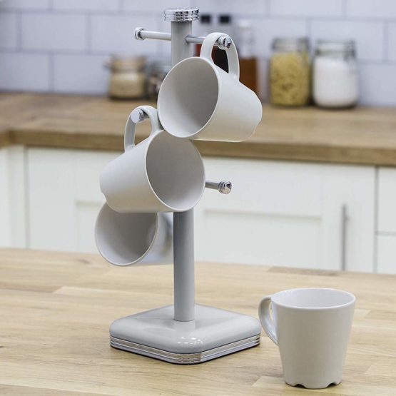 Swan SWKA1030GRN Retro 6 Cup Mug Tree, Weighted Base, Grey, 15.50x15.50x41.50 cm - Image 3