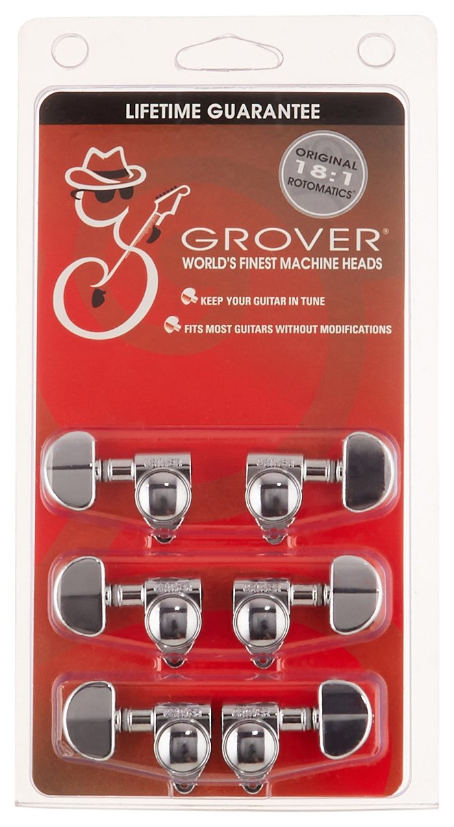 Grover 102-18C Rotomatic 18:1 3 per Side Tuners, Chrome, Standard