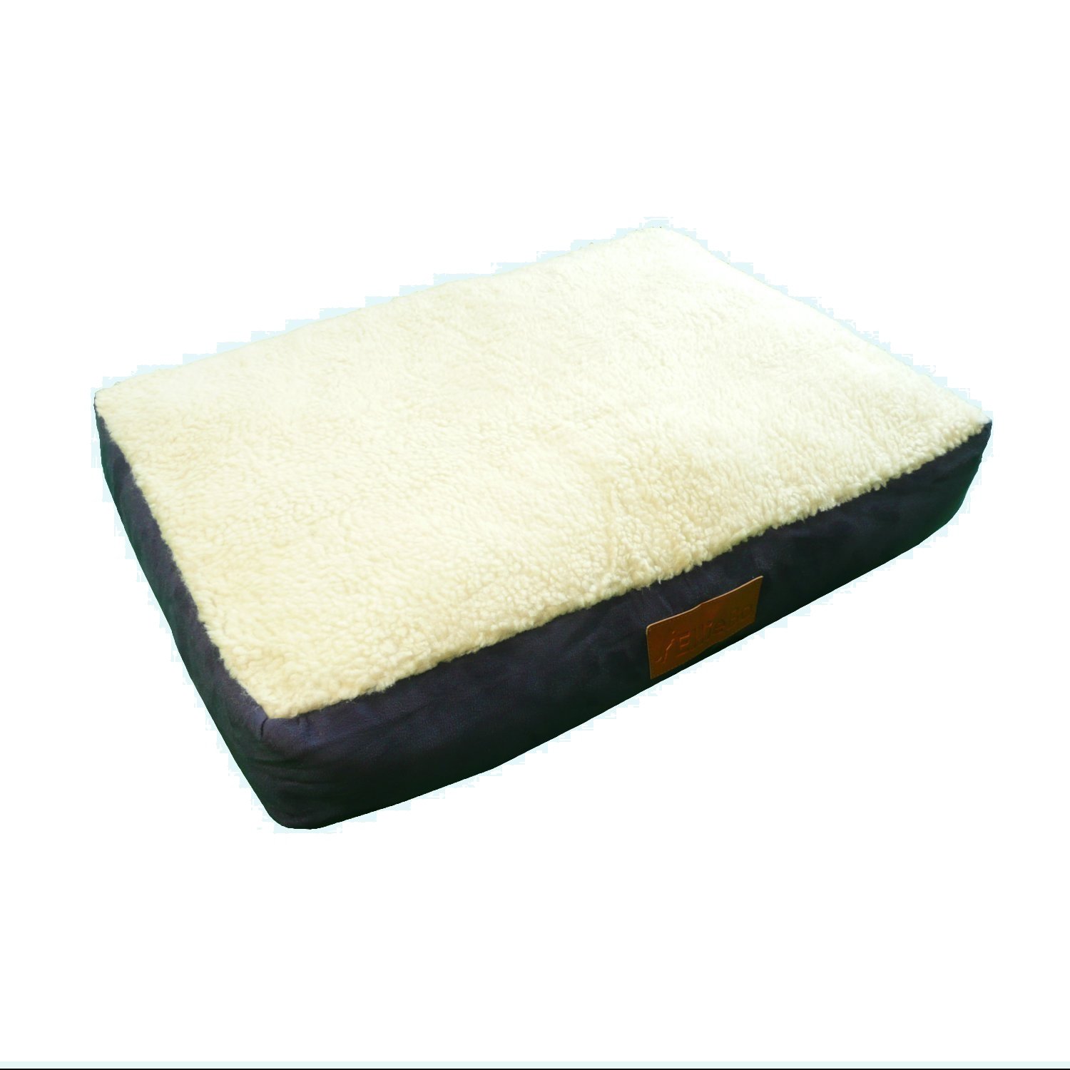 Ellie-Bo XL Dog Bed for 42-inch Dog Cage/Crate - Blue Faux Suede/Sheepskin, Blue Suede/Faux Sheepskin Top, 100 x 66 x 10 cm (L x W x H)