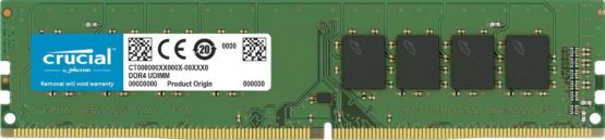 Crucial CT16G4DFD8266 16GB Storage (DDR4, 2666 MT/s, PC4-21300, CL19, Dual Rank x 8, UDIMM, 288-Pin), Green