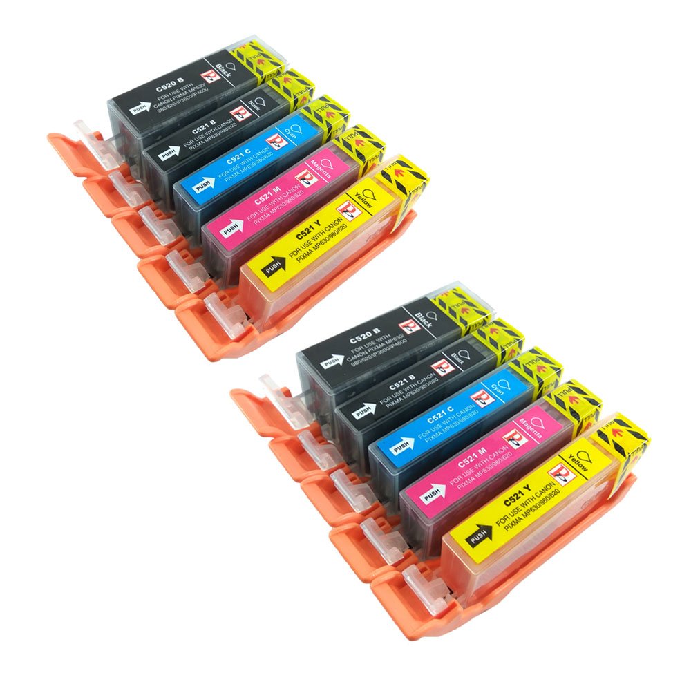 PerfectPrint Compatible Ink Cartridge Replacement for Canon Pixma Printer iP3600 iP4600 iP4700 MP540 MP550 MP560 MP630 MP980 MP990 MX860 MX870 PGI-520 CLI-521 (Black/Cyan/Magenta/Yellow