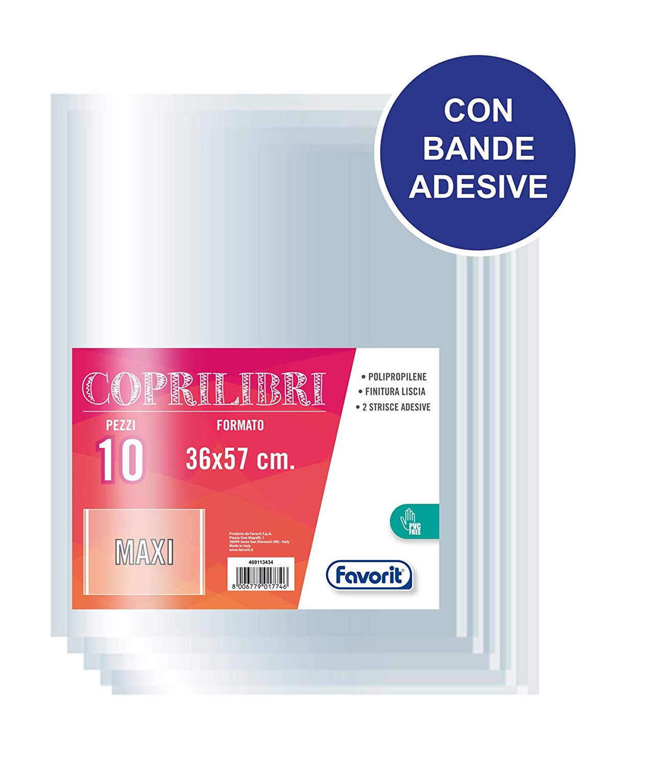 Favorit, 10 x Maxi Book Covers, 36 x 57 cm, Transparent, Smooth Finish, Clear - Image 2