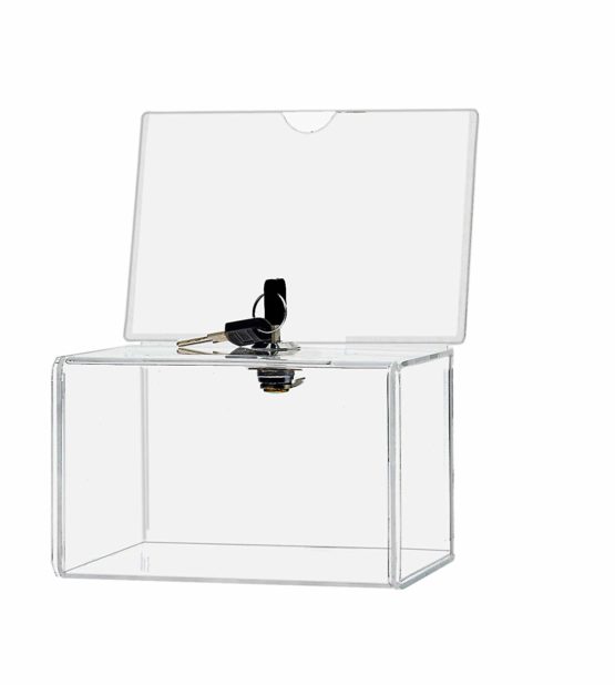 Deflecto Classic Image Suggestion/Coin Box with Lock - Transparent,596901