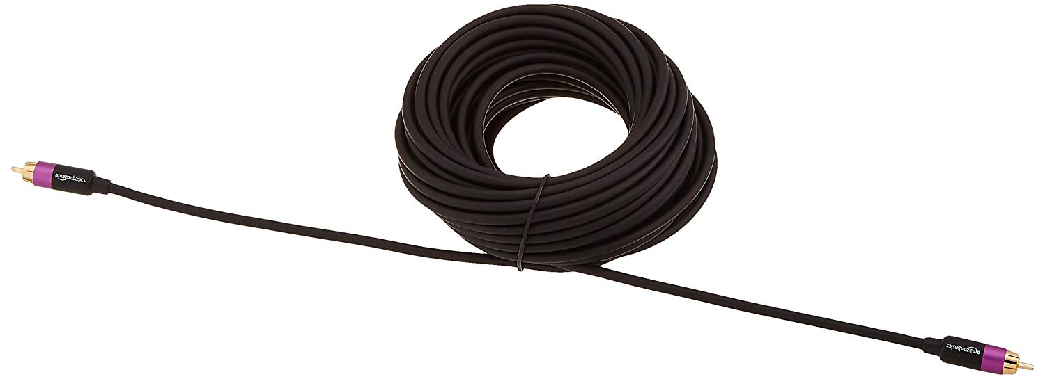 Amazon Basics 1 RCA Audio Cable for Subwoofer Amplifiers, Active Speakers with Gold-Plated Plugs, Black, 15.24 m - Image 4