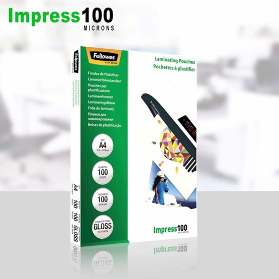 Fellowes A4 Laminating Pouches, Gloss, 200 Micron (2 x 100 Micron) - Pack of 100 - Image 2