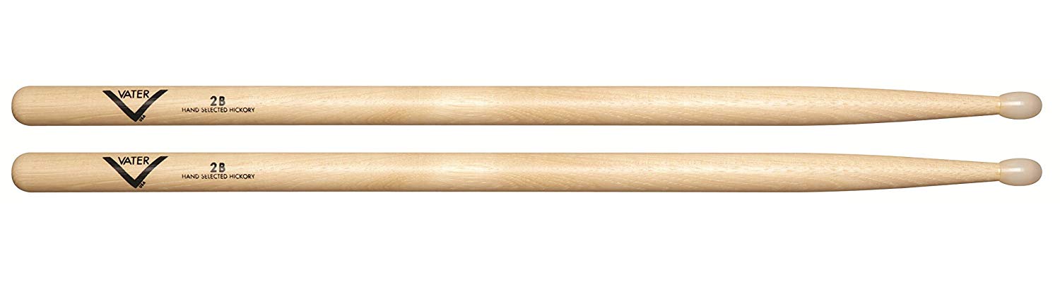Vater Drumsticks VH2BN - 2B American Hickory Series - Oval Nylon Tip, Natural