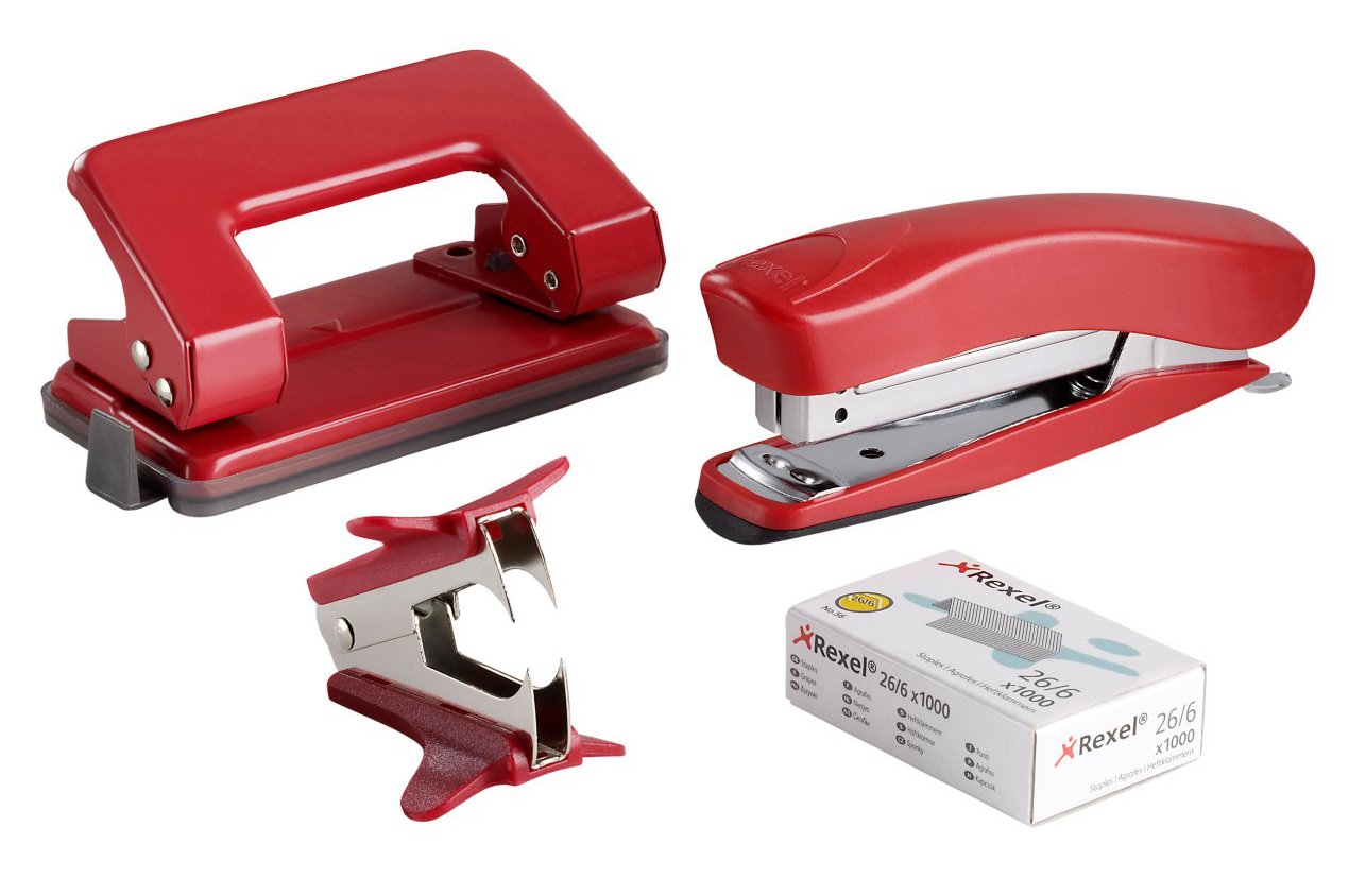 Rexel Mini Stapler and Hole Punch Set, Staple 15 Sheets, Punch 8 Sheets