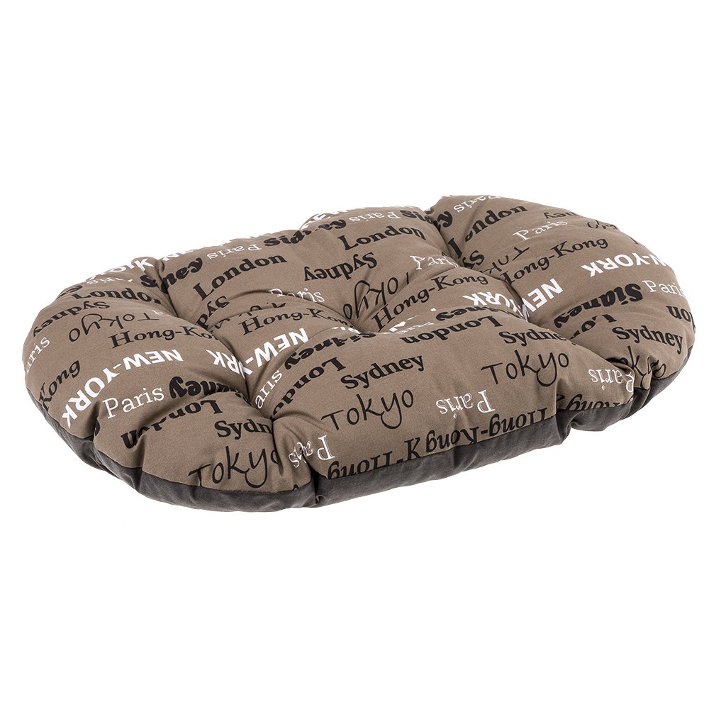 Ferplast Cat Bed, Dog Bed Medium Washable Pet Mat Cushion in Cotton with Soft Padding, 65 x 42 cm. Brown, Beige