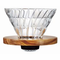 HARIO V60 Dripper Glass Olive Wood 02 Size (1-4 Cups) + Measuring Scoop, 126 x 124 x 107 cm