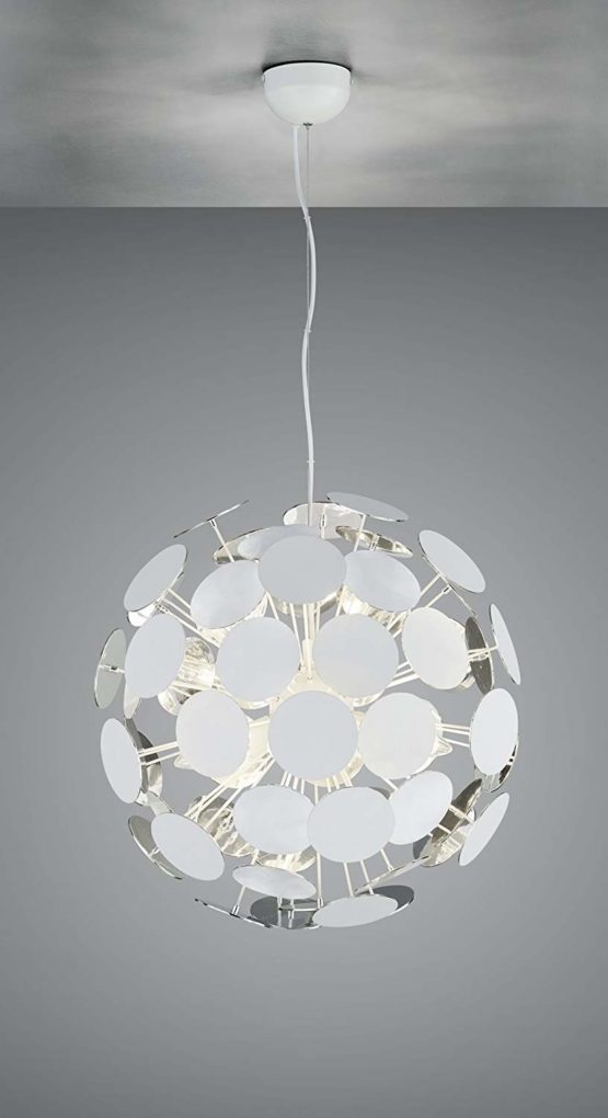 Trio Leuchten Discalgo 309900631 Pendant Light Matt White Metal / White / Silver Plastic Discs Not Included 6X E14 - Image 2