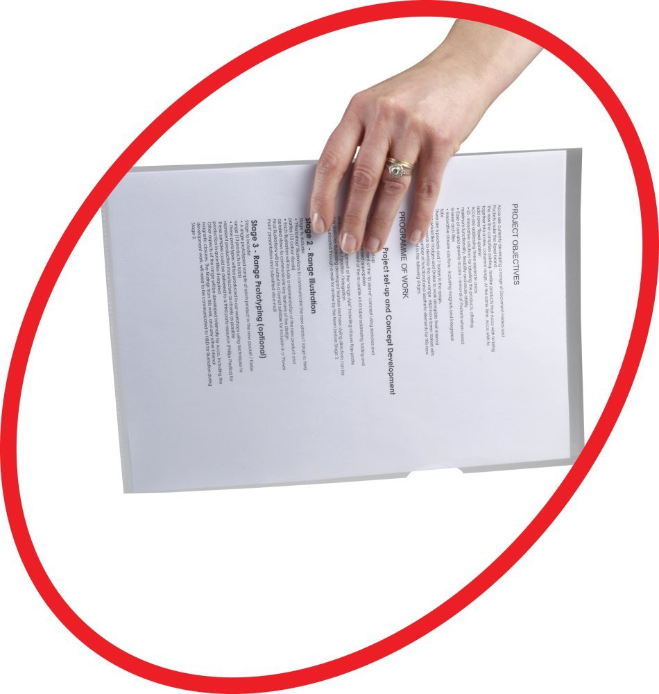 Rexel Nyrex Premium A4 Anti-Slip Document Folder, Clear Embossed, Extra Strong 130mic, Cut Flush, L-Folder, Pack 25, 2102211 - Image 4