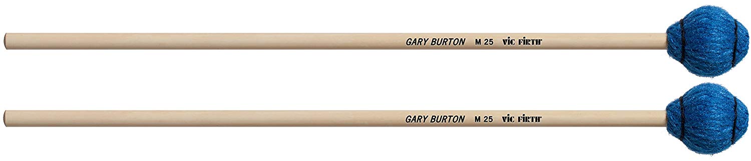 Vic FIrth - Signature Series Marimba Mallets - M25 - Gary Burton - Yarn - Medium - Blue, natural