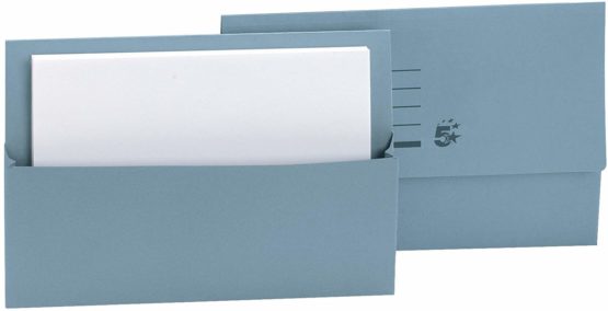 5 Star Office Document Wallet Half Flap 250gsm Capacity 32mm Foolscap Blue [Pack 50]