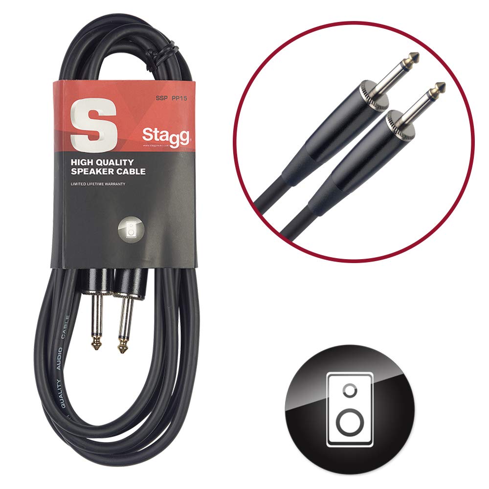 Stagg SSP6PP15 6m S Series Jack to Jack Speaker Cable, black