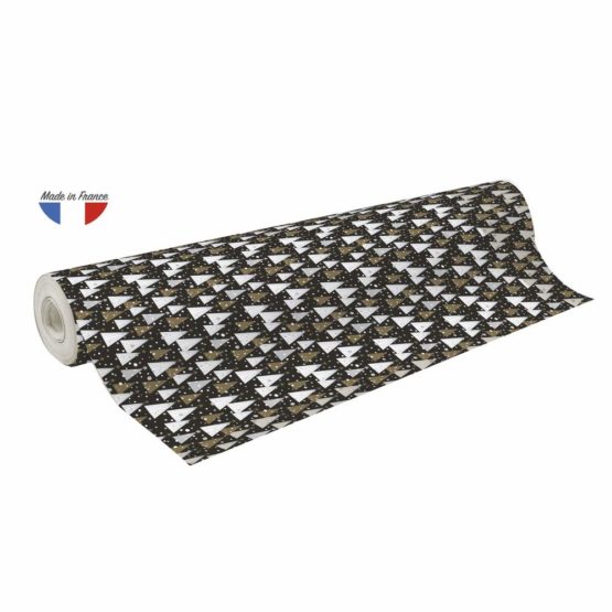 Clairefontaine Christmas Alliance Long Roll Wrapping Paper, 50 m x 0.70 m - Black & Gold Christmas Trees
