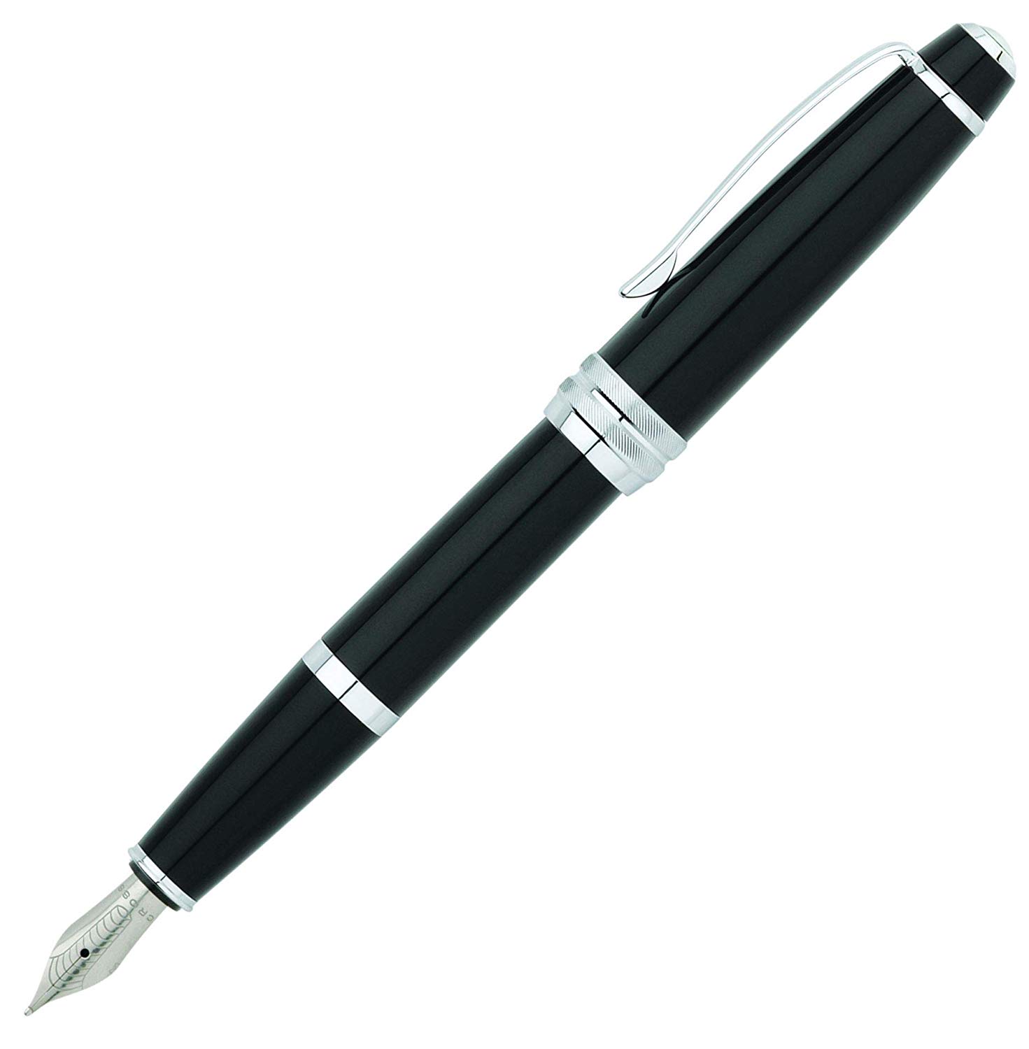CROSS Bailey Black Lacquer Medium Nib Fountain Pen incl. Premium Gift Box - Refillable Catridge Pen