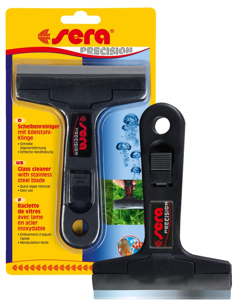 Sera 80343 Glass Cleaner with Stainless Steel Blades Quick Algae Removal and easy to use