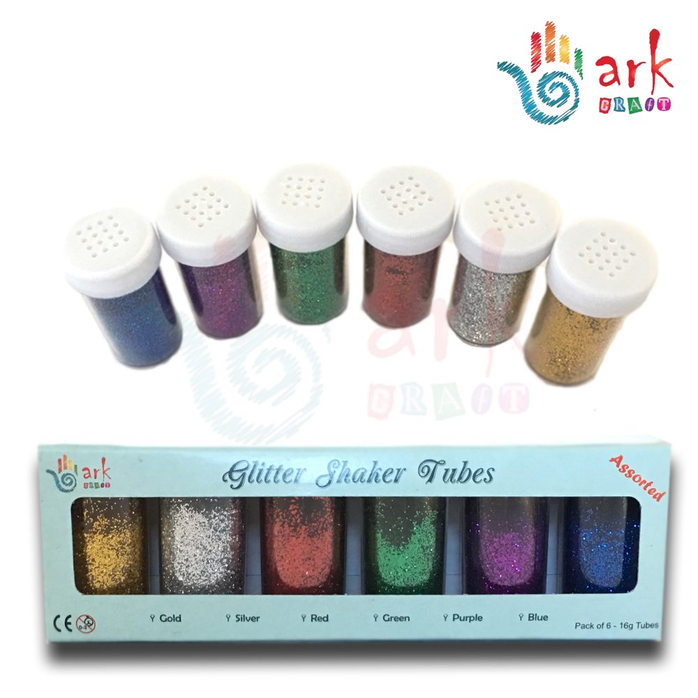 ARK Craft Glitter Shaker Tubes for Craft & Art Supplies (Pack of 6 Assorted Colours), 16g