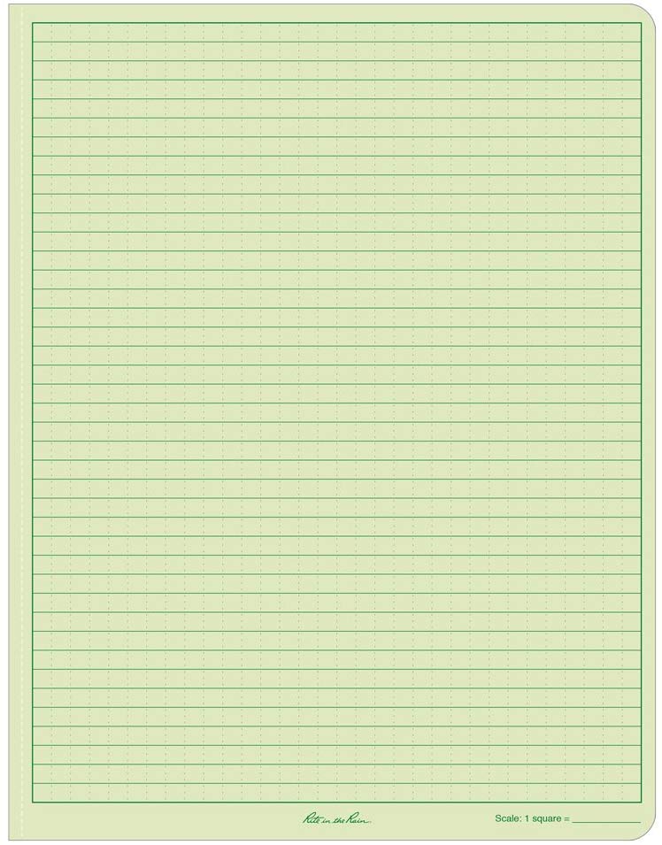 Rite in the Rain Weatherproof Hard Cover Notebook, 8.75" x 11.25", Green Cover, Universal Pattern (No. 970F-MX) - Image 3