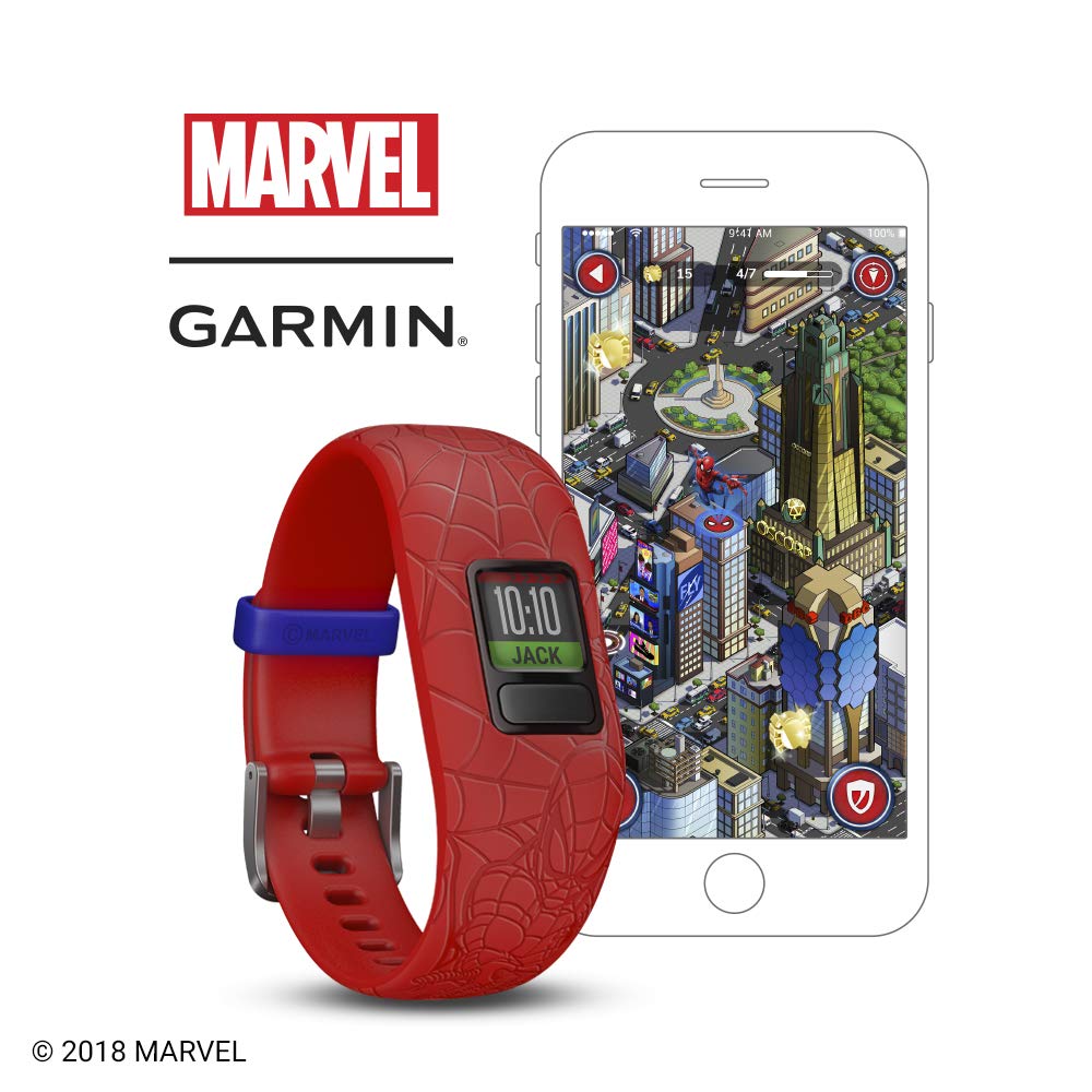 Garmin vivofit jr. 2, Kids Fitness/Activity Tracker, Marvel Spider-Man, newest Red