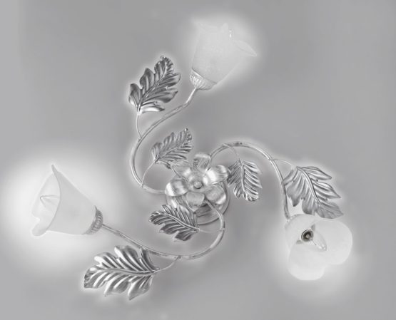 Onli Marilena Ceiling Light 3 Lights in Metal spennellato Arento, White Silver - Image 2