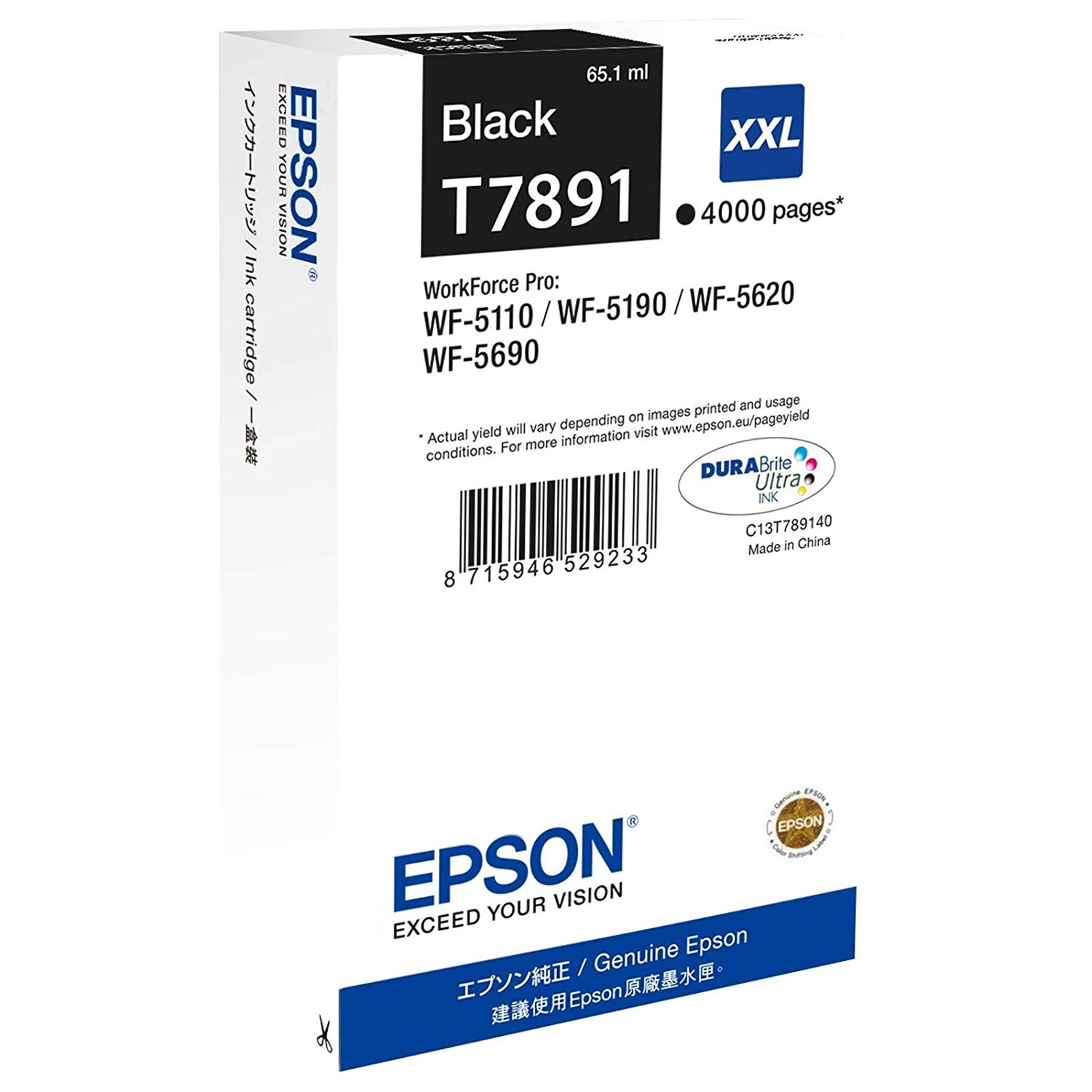 Epson T7891 Black Genuine, XXL High Yield Ink Cartridge DuraBrite Ultra, Super high - Image 2