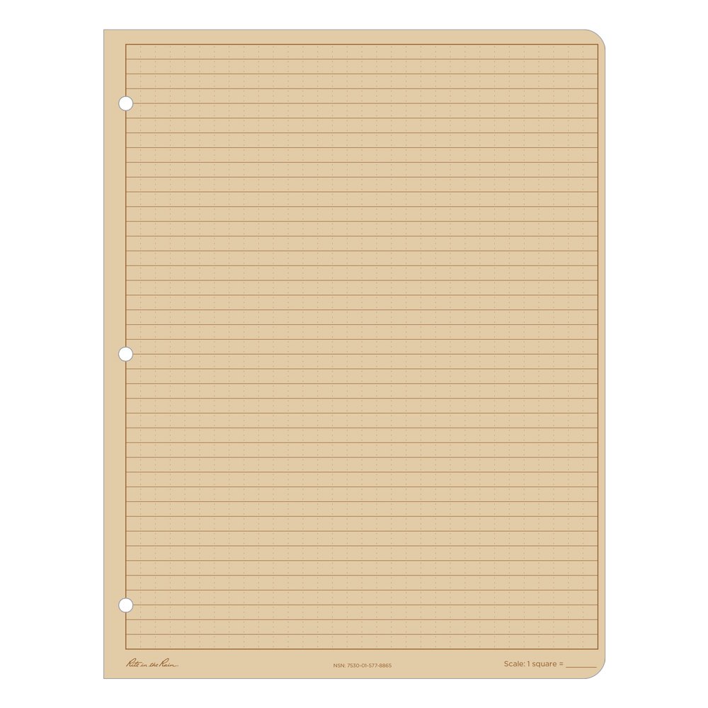 Rite in the Rain Weatherproof Loose Leaf Paper, 8.5" x 11", 32# Tan, Universal Pattern, 100 Sheet Pack (No. 982T-MX) - Image 3