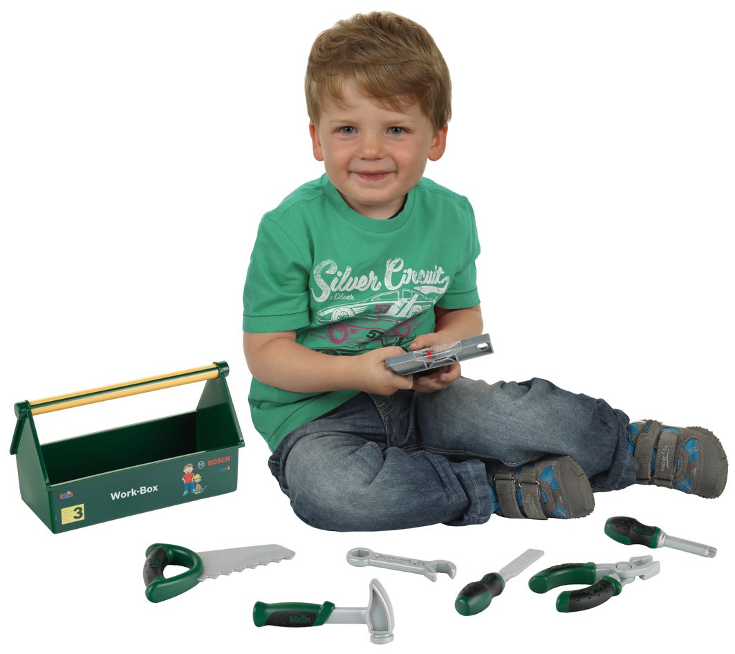 Theo Klein 8573 Tool Box I 7-Part Tool Kit I Strong Box with Practical Handle for Carrying I Dimensions: 30.25 cm x 14 cm x 17.25 cm I Toy for Children Aged 3 Years and up - Image 2