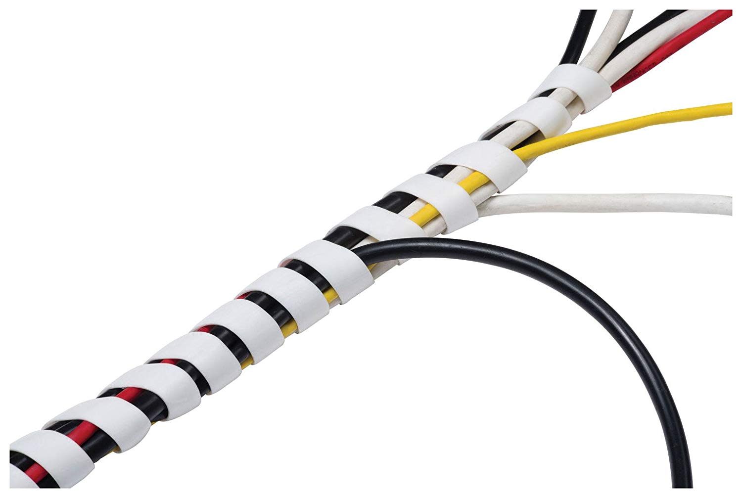 D-Line Cable Tidy Spiral Wrap, Cable Management Solution to Organise Cables - 2.5 Meter Length, White, 2.5m Length