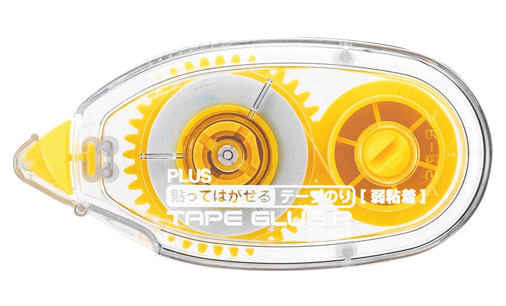 PLUS Japan, Glue Roller R Repostionable, 1 Piece Pack (1 x 1 Roller) TG-211, gelb