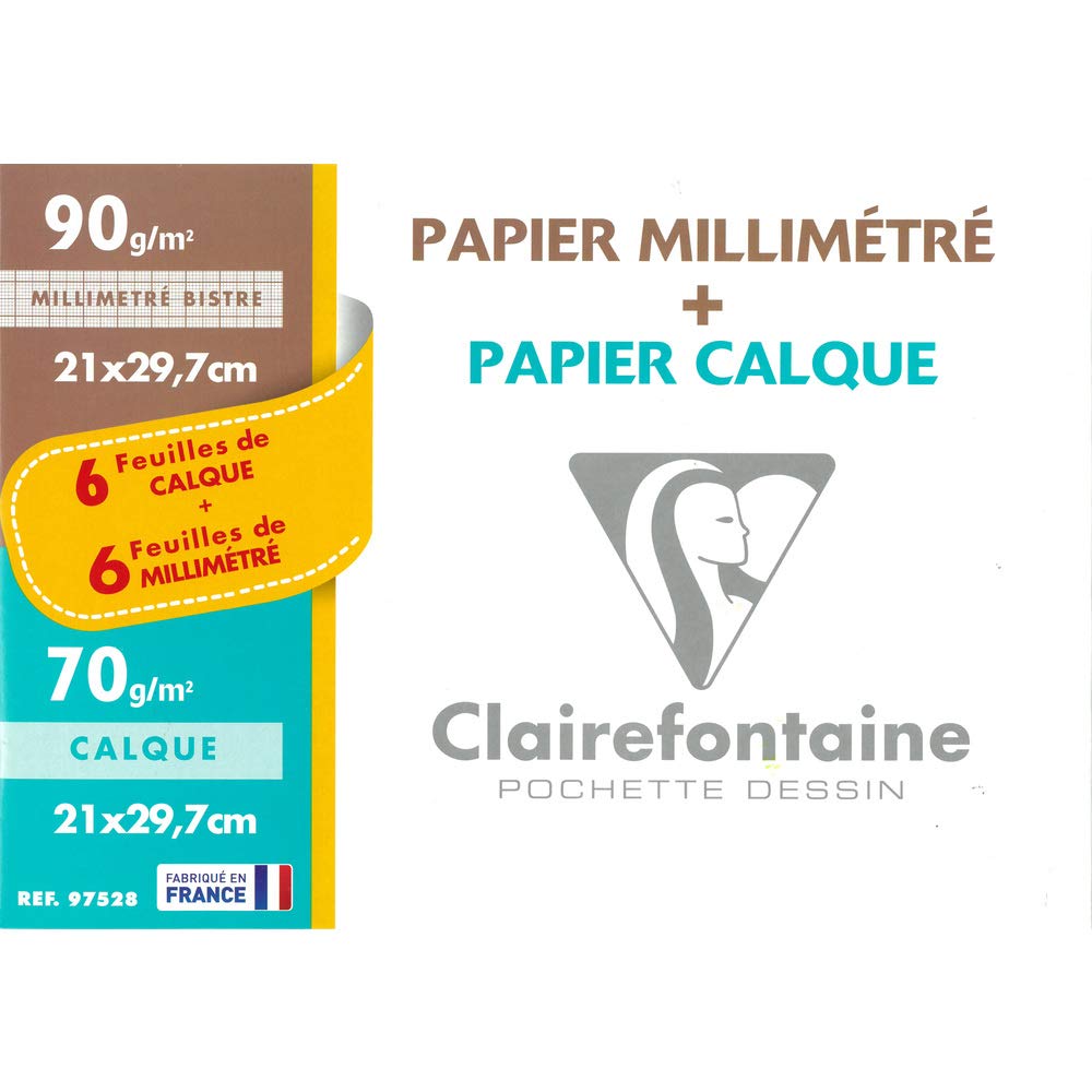 Clairefontaine, Ref 97528C, White Vellum Graph Paper (12 Sheets), A4 (297 x 210mm) Sized, 70gsm Paper, Graph Rulings