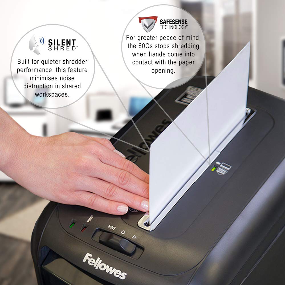 Fellowes Paper Shredder for Home Office Use, 10 Sheet Cross Cut Shredder for Home and Office Use - Image 4