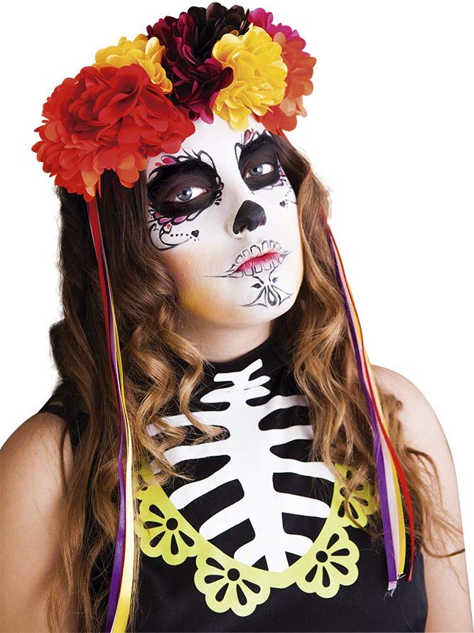 Rubies Luxury Headband Katrina with Roses Day of the Dead, One Size (s4349), Multicolour