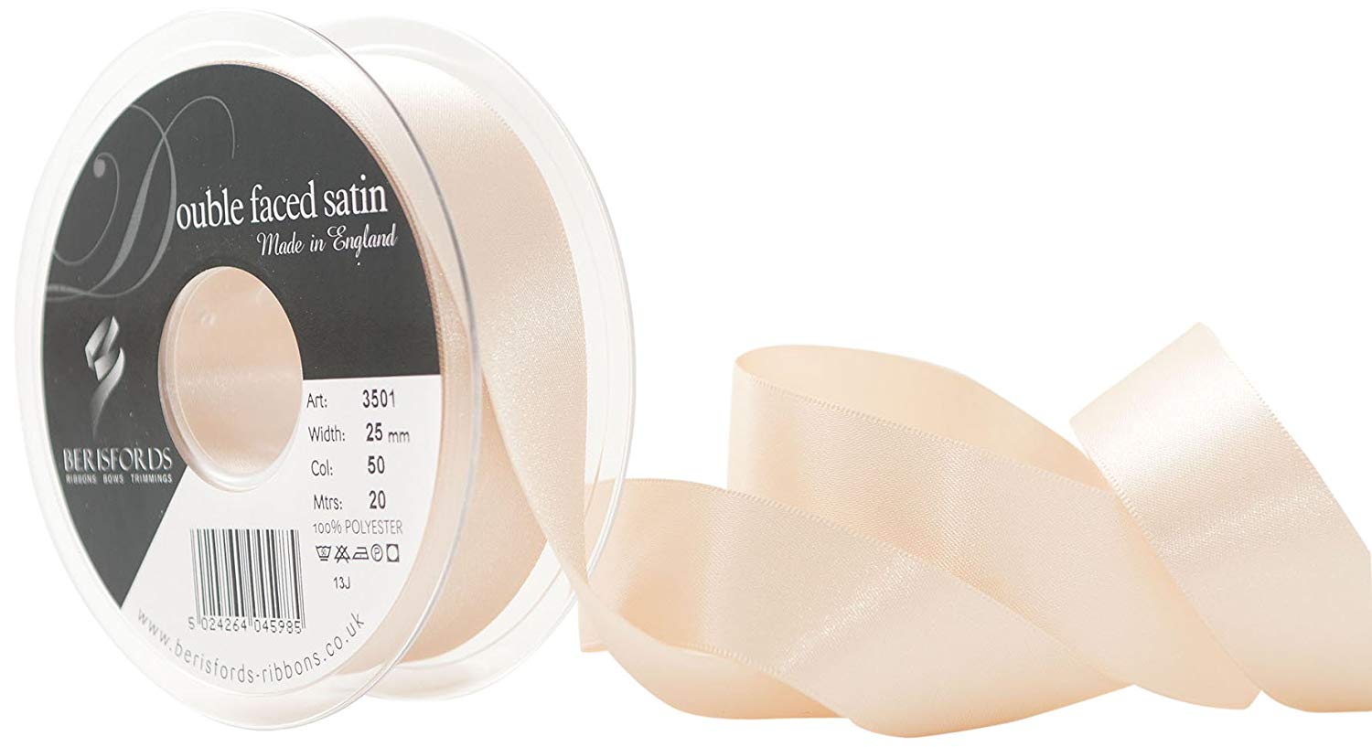 Berisfords Ribbon, Cream, 25 mm
