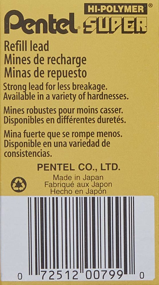 Pentel Super Hi-Polymer Refill Leads 0.9 mm, Grade HB (Pack of 12 Tubes) - Image 3