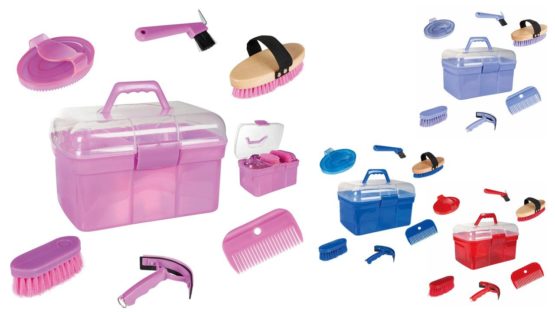 HKM 10475 Light Grooming Box Set for Horse Care, Filled 6 Pieces