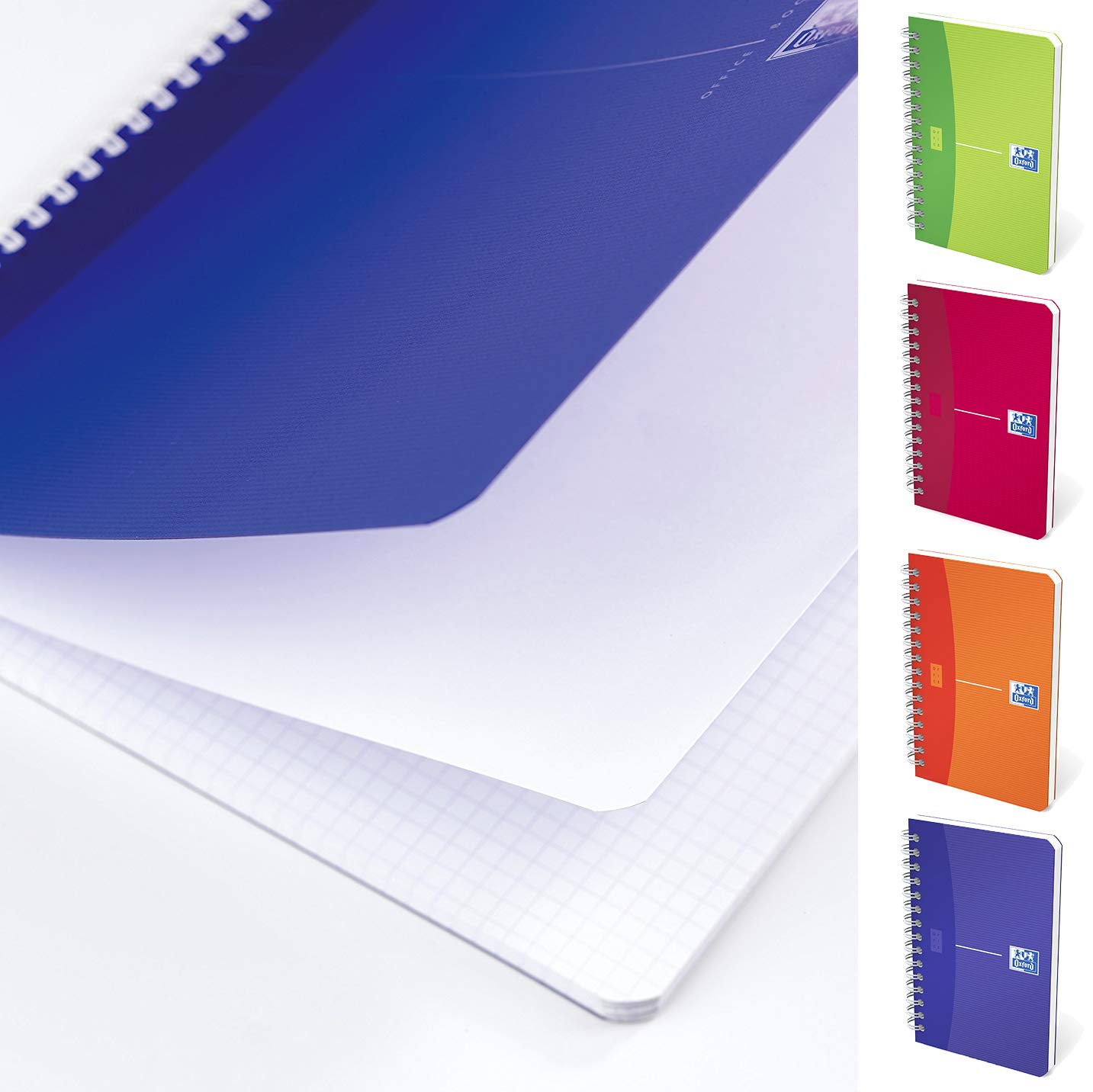 Oxford My Colours Set of 5 Spiral Bound Polypropylene Notebooks Petits Carreaux Assorted Colours, Random color: orange, red - Image 4