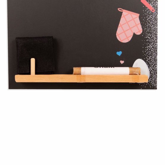 Chalkboards UK Bake It' Small Memo Black Chalkboard/Blackboard/Kitchen Chalk Board with Tray, Piece of Chalk & Felt Eraser. Booth Design Range, Wood, 29.7 x 20.7 x 1 cm - Image 4