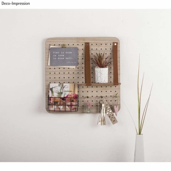Rayher 62878000 Pegboard Starter Kit, Memo Board with Shelf and Storage Bin, MDF Wall Panel 40x40x2.5cm - Image 4