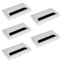 Emuca 5070462 Set of 5 Square Built-in Metal Grommets for Table/Desk/worktop 160x80mm in matt Anodized Aluminium, 160x80 mm