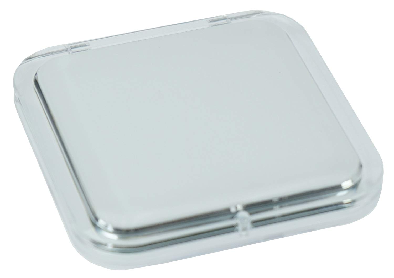 Fantasia Compact Mirror Square Plastic White Double-Sided Normal and 7x Magnification 8.5 x 8.5 cm Handy Folding Mirror