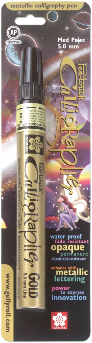 SAKURA - Pen-Touch Calligraphy Marker - Medium - Gold, 410502
