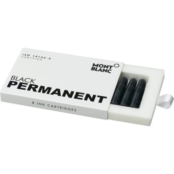 Montblanc Ink Cartridges Permanent Black 107757 – Refill Ink in Black for Fountain Pens – Document-Proof – 8 Cartridges