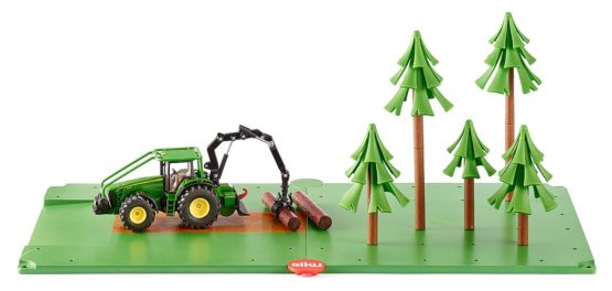 siku World 5605 Forest Set with Tractor, 2 Base Plates and 5 Trees, Plastic, Green, Many Functions