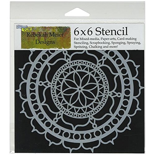 The Crafter's Workshop 6 x 6-inch Rosetta Stencil, Black/ White, Black/White, 6 by 6"