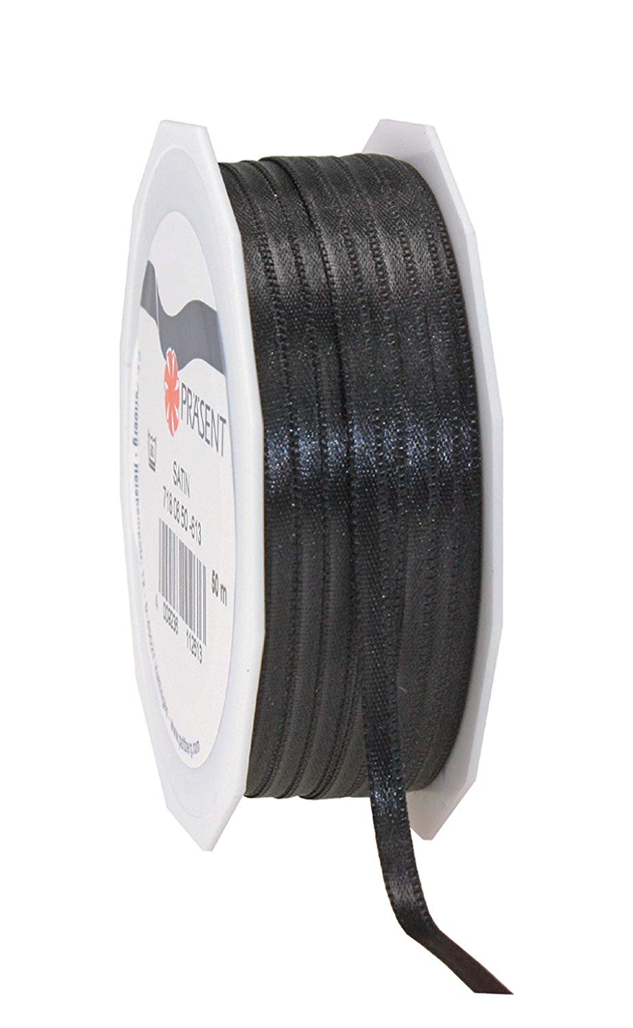 C.E. Pattberg SATIN black gift ribbon, 55 yards for Wrapping Gifts 0.24 inches width, Ribbon for Decorating & Crafting