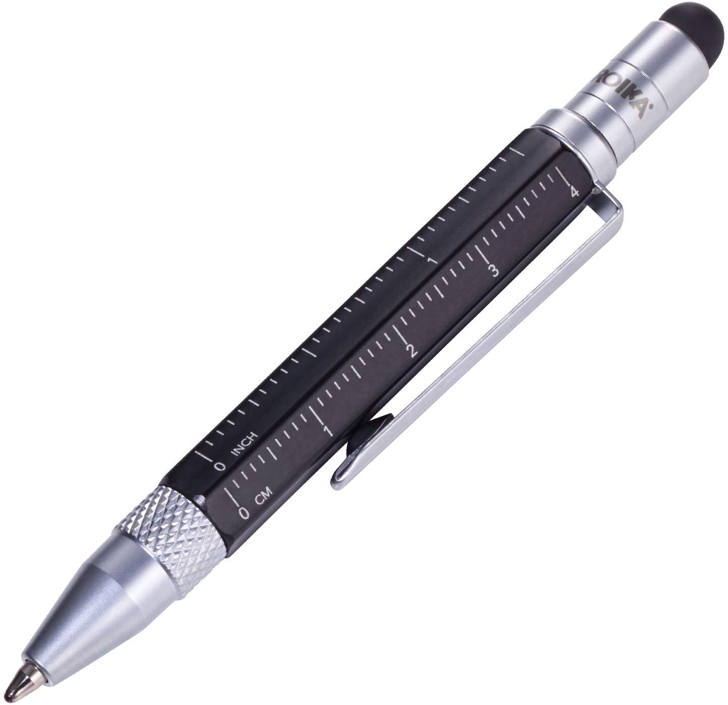 Troika Construction Liliput, PIP25/BK, Multitasking Ballpoint Pen (Small), Tool Pen, Centimeter/Inch Ruler