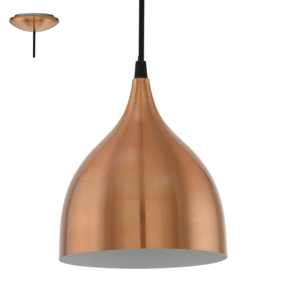 EGLO Coretto Pendant Light, Metal, 60 W, Copper